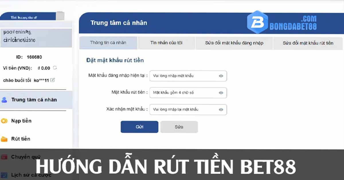 Hướng dẫn rút tiền bet88